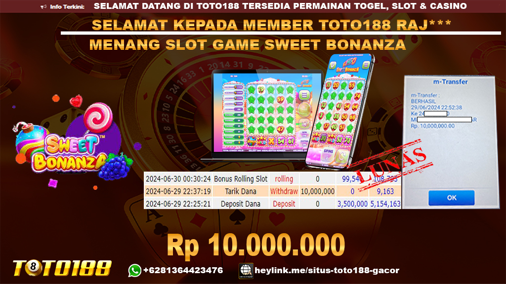 Bukti jp kemenangan slot game sweet bonanza 29 juni 2024