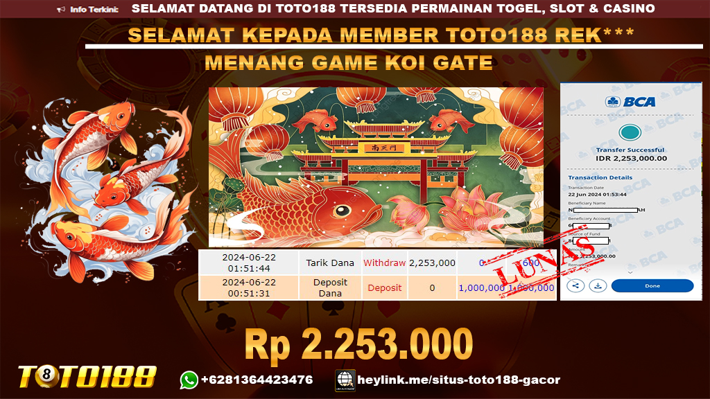 Bukti jp kemenangan game koi gate 22 juni 2024