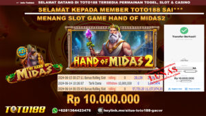 Bukti jp kemenangan slot game hand of midas2 14 juni 2024