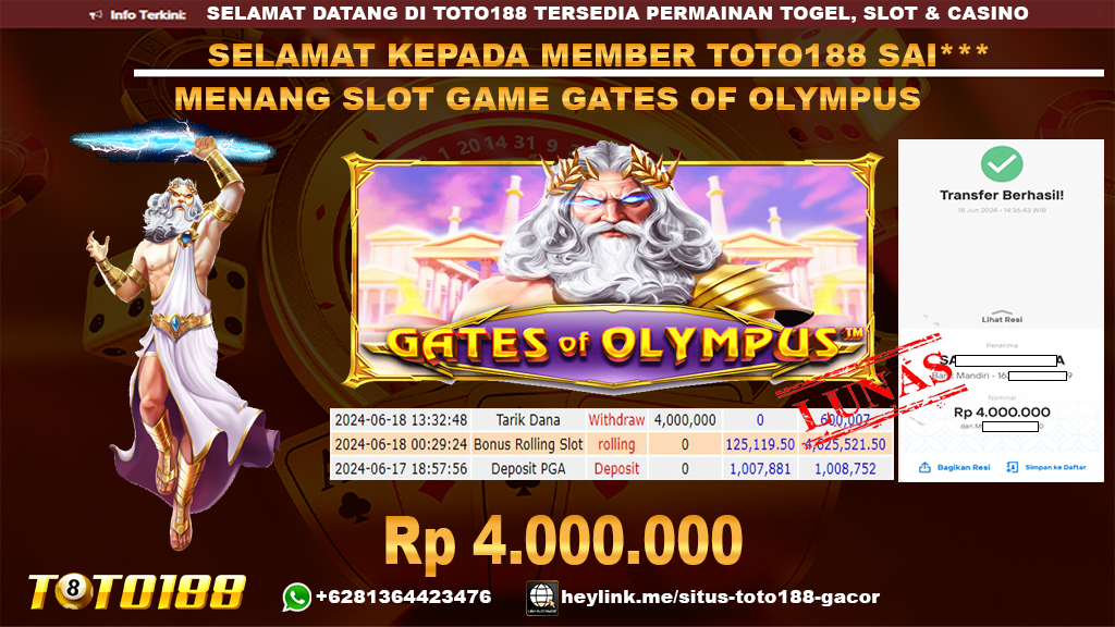 Bukti jp kemenangan slot game gates of olympus 18 jUni 2024