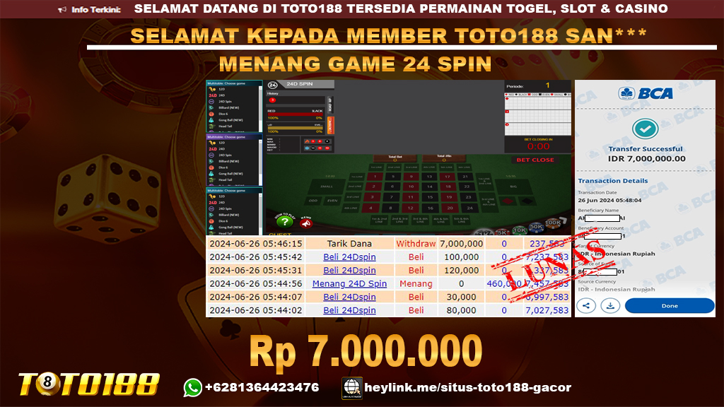 Bukti jp kemenangan game spin24 26 juni 2024