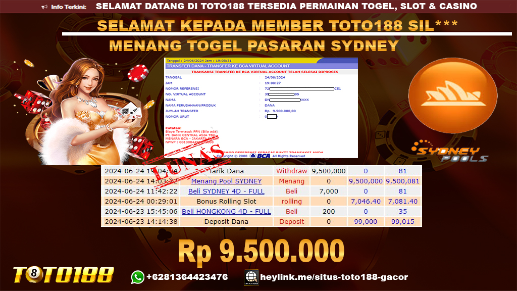 Bukti jp kemenangan togel pasaran sydney 24 juni 2024