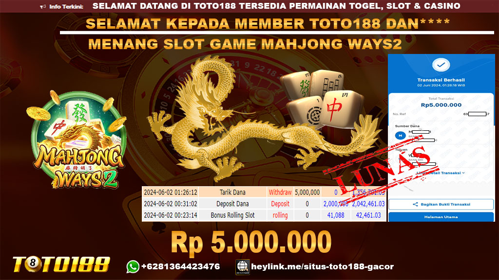 Bukti jp kemenangan slot game mahjong ways2 2 juni 2024