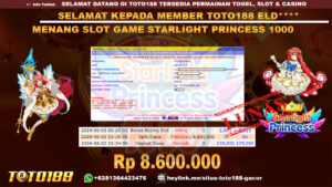 Bukti jp kemenangan slot game starlight princess1000 02 juni 2024