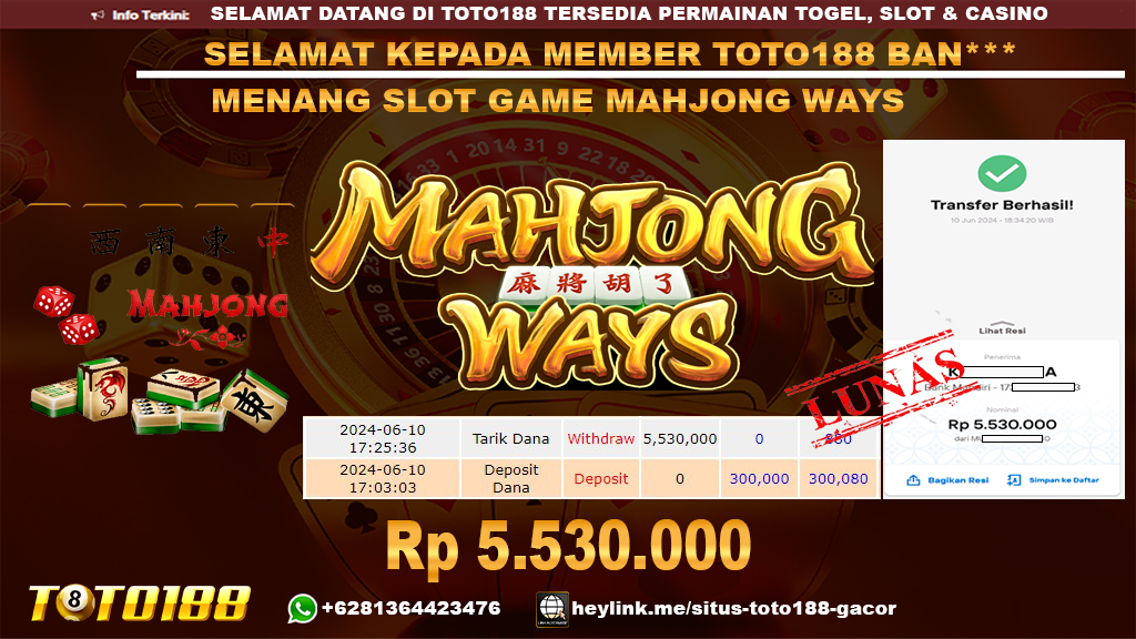 Bukti jp kemenangan slot game mahjong ways 10 juni 2024