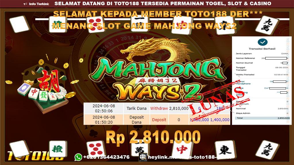 Bukti jp kemenangan slot game mahjong ways2 8 juni 2024