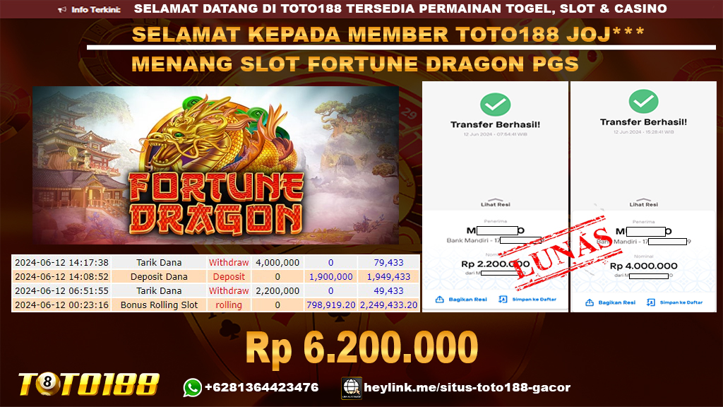 Bukti jp kemenangan slot fortune dragon 12 juni 2024