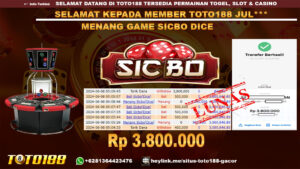 Bukti jp kemenangan game sicbo dice 8 juni 2024