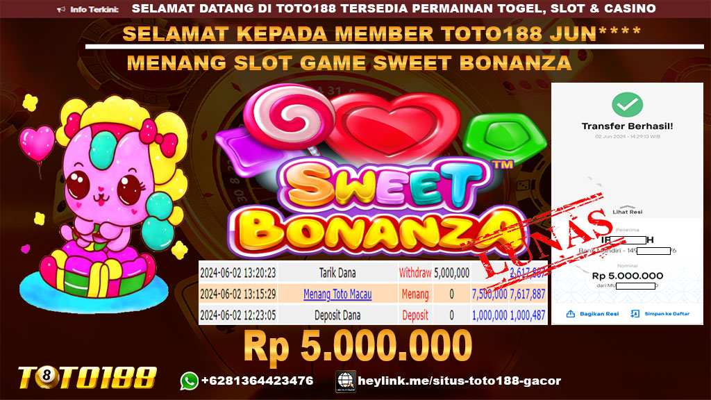 Bukti jp kemenangn slot game sweet bonanza 2 juni 2024