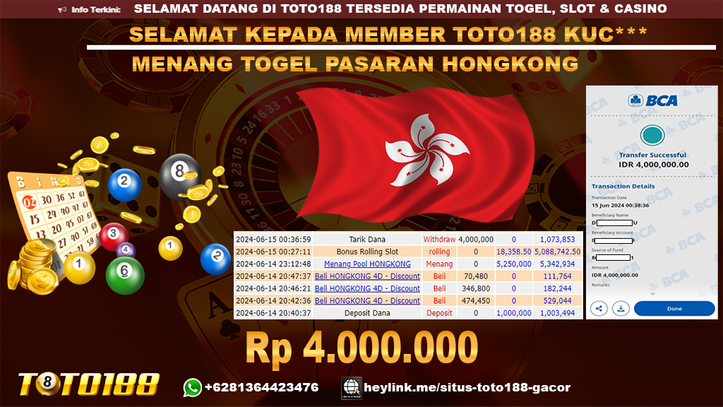 Bukti jp kemenanga togel pasaran hongkong 15 juni 2024