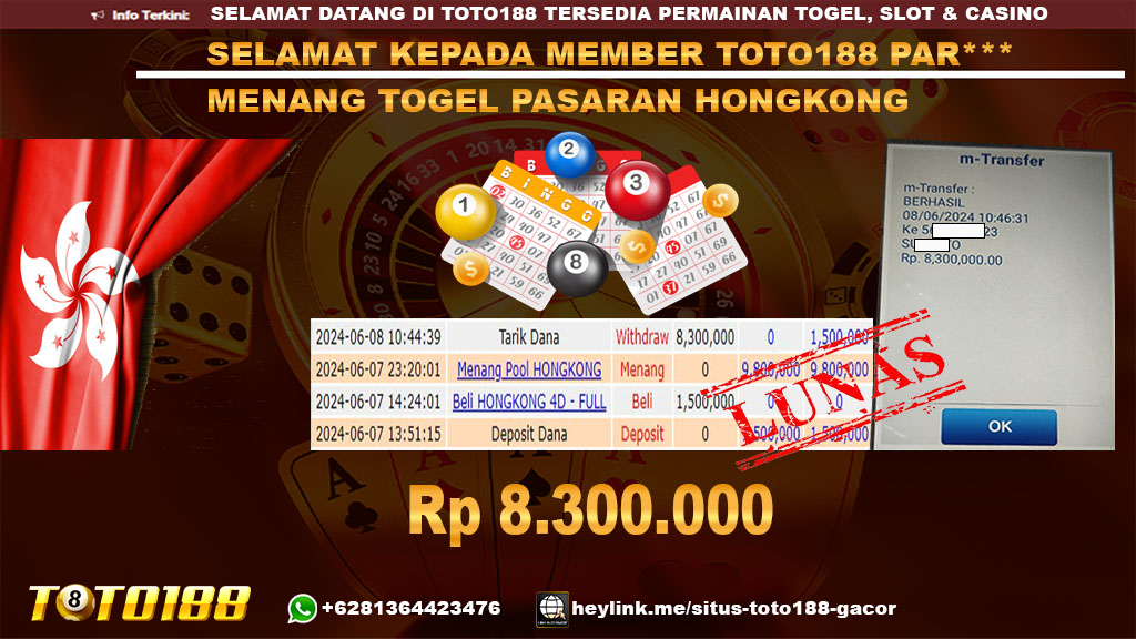 Bukti jp kemenangan togel pasaran hongkong 8 juni 2024