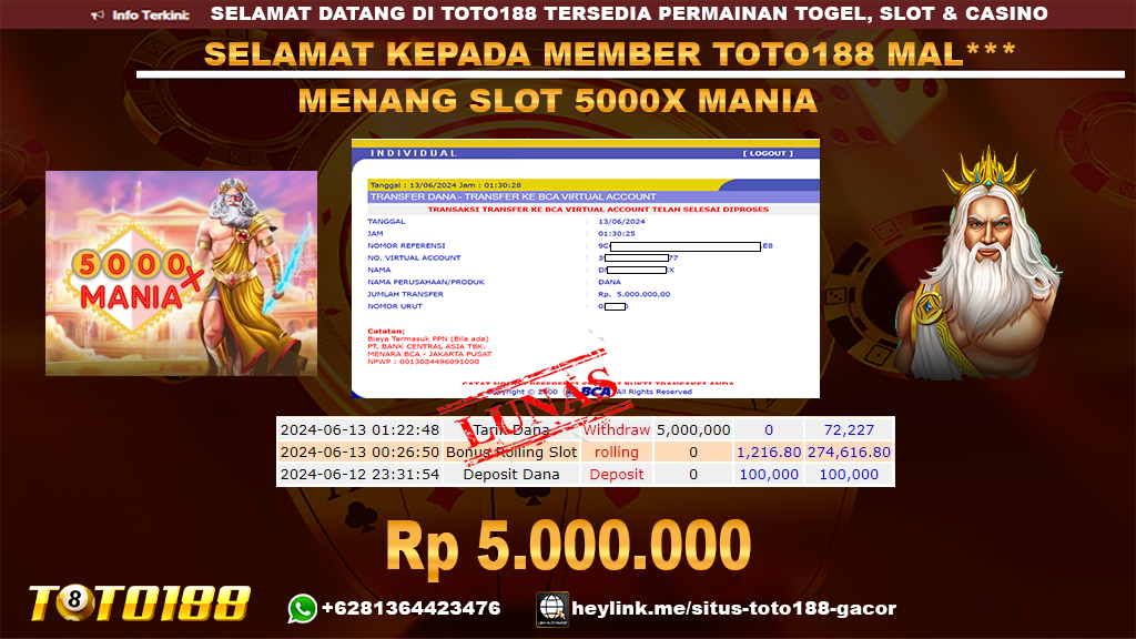Bukti jp kemenangan slot 5000x mania 13 juni 2024