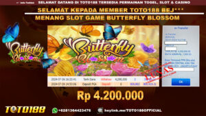 Bukti JP Kemenangan SLOT MANIA BUTTERFLY BLOSSOM 26 jul 24