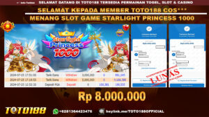 Bukti JP Kemenangan SLOT GAME STARLIGHT PRINCESS 1000 25 jul 24