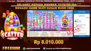 Bukti JP Kemenangan Slot Game SUGAR RUSH 1000 19 Juli 2024