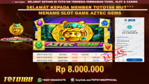 Bukti JP Kemenangan SLOT GAME AZTEC GEMS 26 jul 24