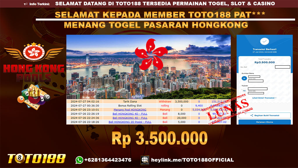 Bukti JP Kemenangan TOGEL PASARAN HONGKONG 27 jul 24