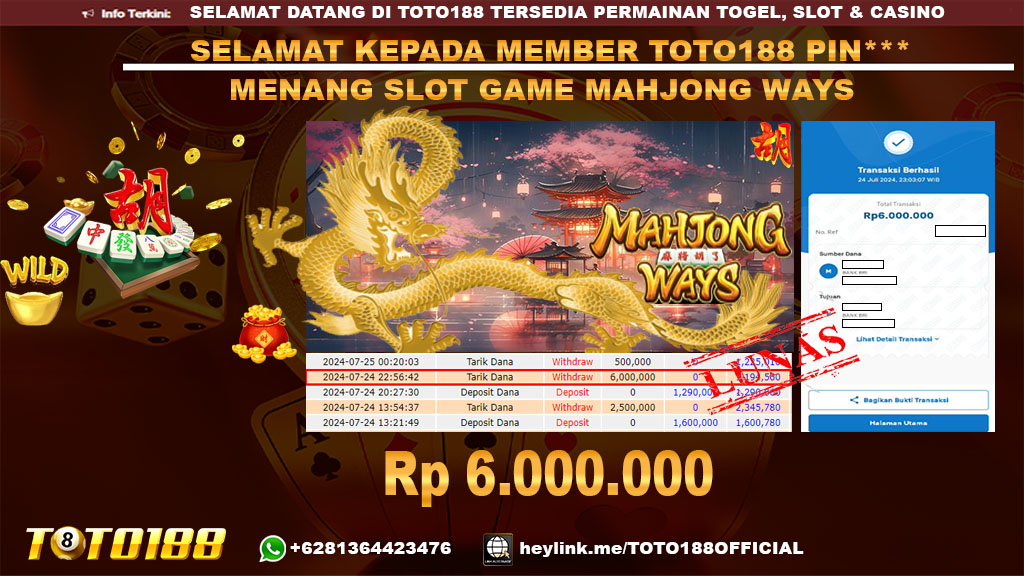 Bukti JP Kemenangan Mahjong Ways 24 Juli 2024