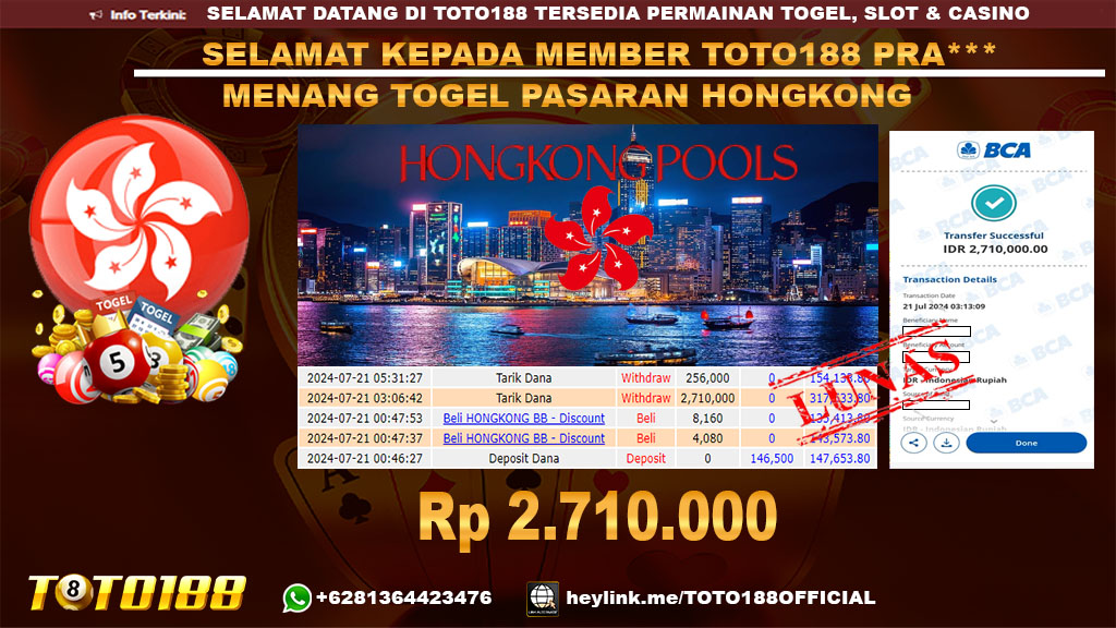Bukti JP Kemenangan Togel Pasaran Hongkong 21 jul 24
