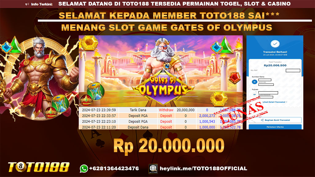 Bukti JP Kemenangan SLOT GAME GATES OF OLYMPUS 23 jul 24