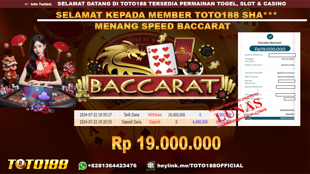 Bukti JP Kemenangan SPEED BACCARAT 22 jul 24