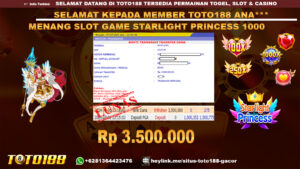 Bukti jp kemenangan slot g ame starlight princess 1000 6 july 2024