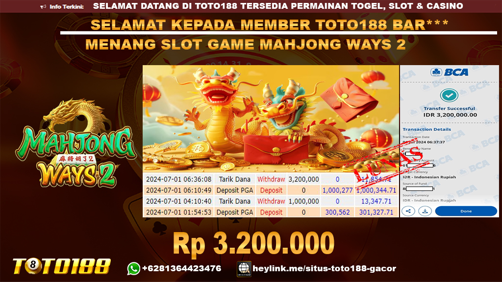 Bukti jp kemenangan slot game mahjong ways 2 1 july 2024