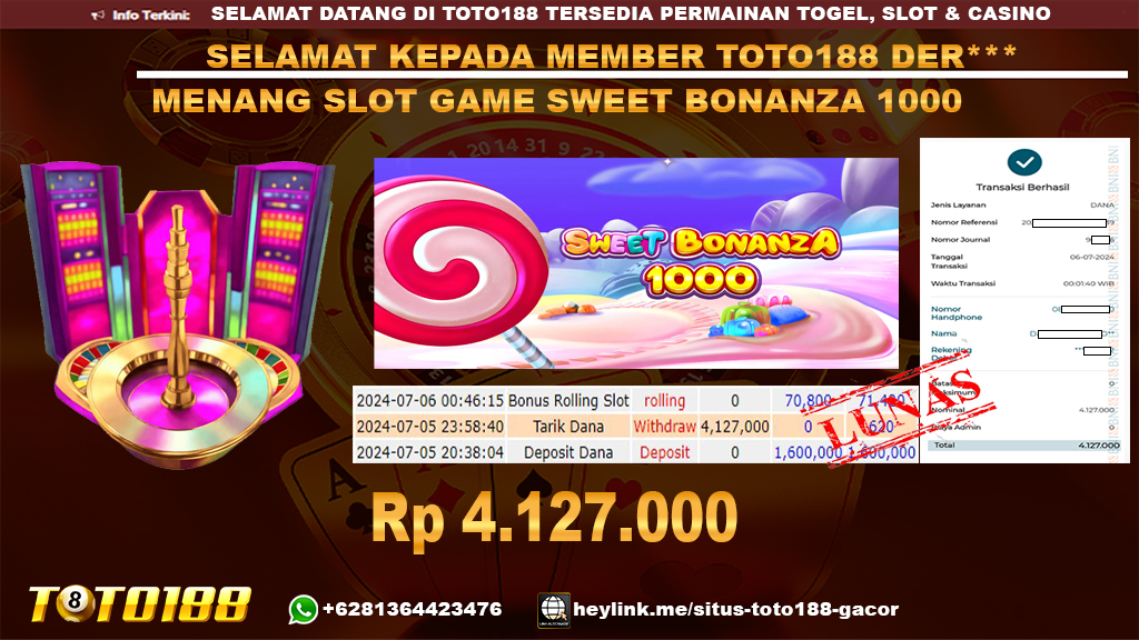 Bukti jp kemenangan slot game sweet bonanza 1000 5 july 2024