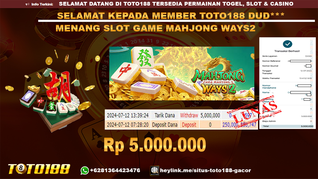 Bukti jp kemenangan slot game mahjong ways2 12 july 2024
