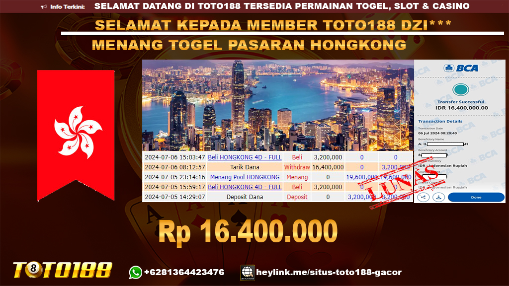 Bukti jp kemenangan togel pasaran hongkong 6 july 2024