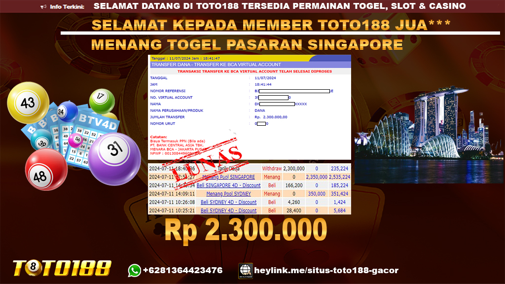 Bukti jp kemenangan togel pasaran singapore 11 july 2024