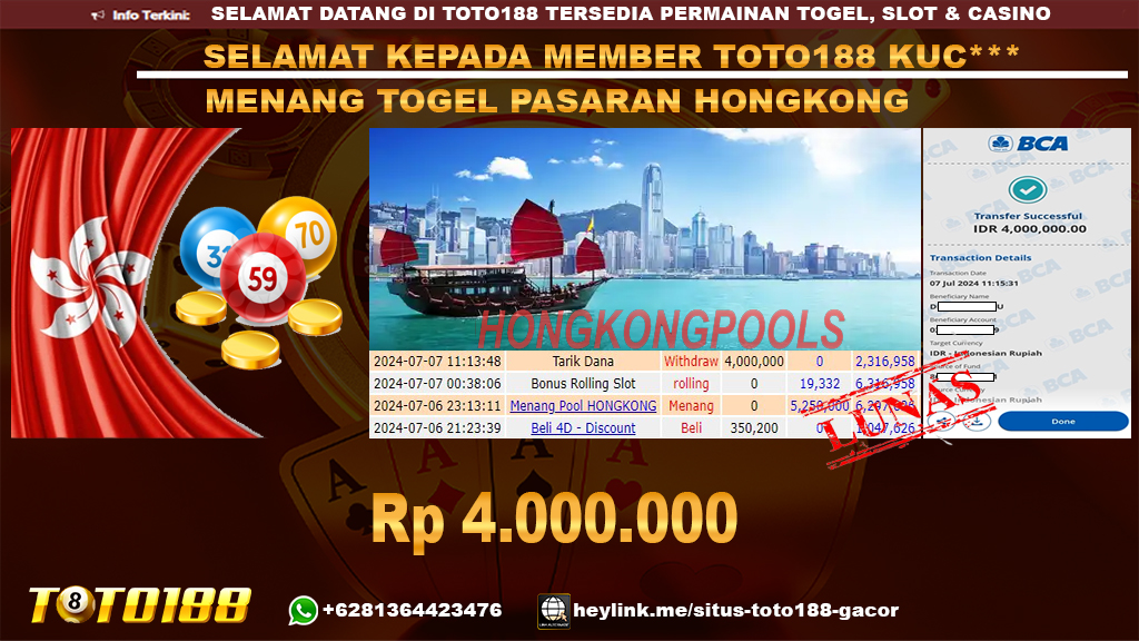 Bukti jp kemenangan togel pasaran hongkong 7 july 2024