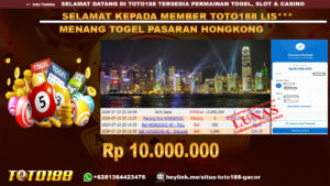 Bukti jp kemenangan togel pasaran hongkong 10 july 2024