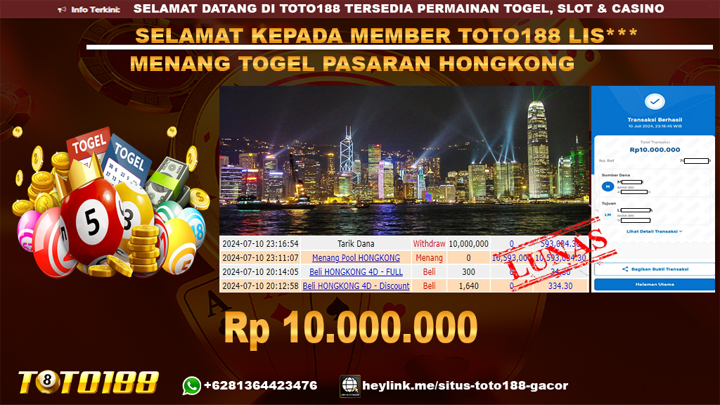 Bukti jp kemenangan togel pasaran hongkong 10 july 2024