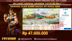 Bukti jp kemenangan slot game gates of gatot kaca 1000 11 july 2024