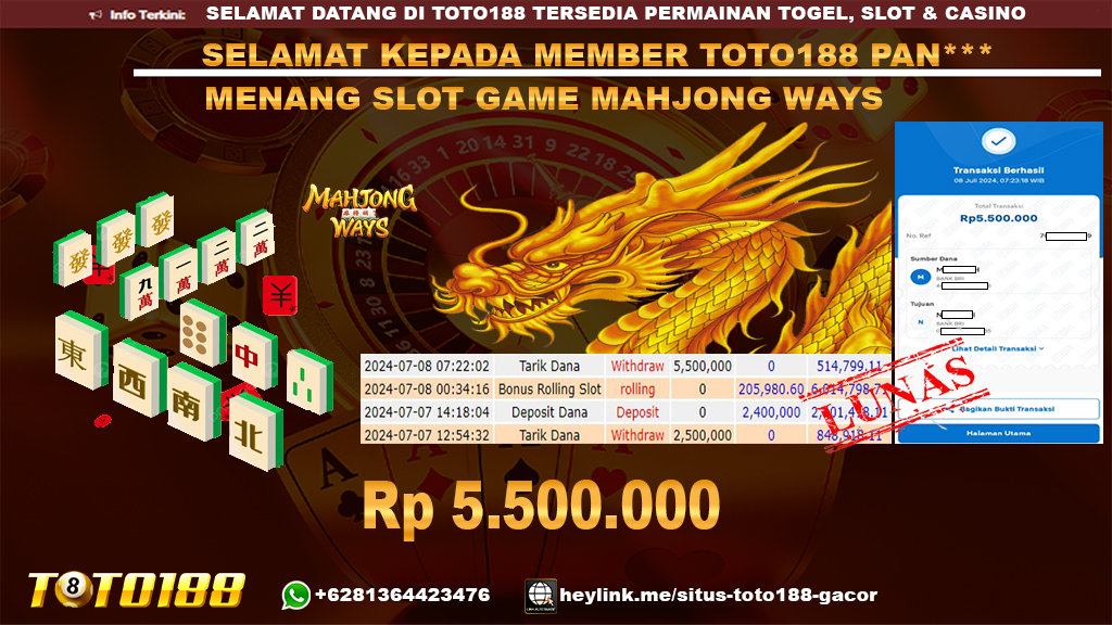 Bukti jp kemenangan slot game mahjong ways 8 july 2024