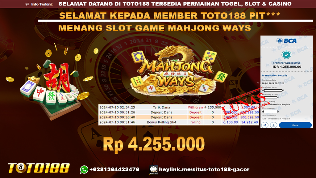 Bukti jp kemenangan slot game mahjong ways 10 july 2024
