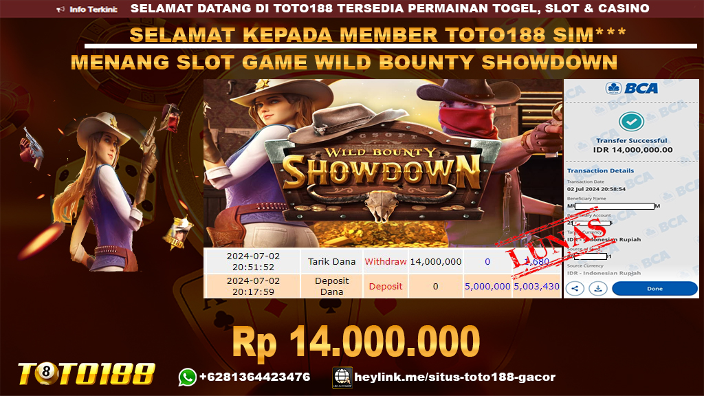 Bukti jp kemenangan slot game widl bounty showdown 2 july 2024