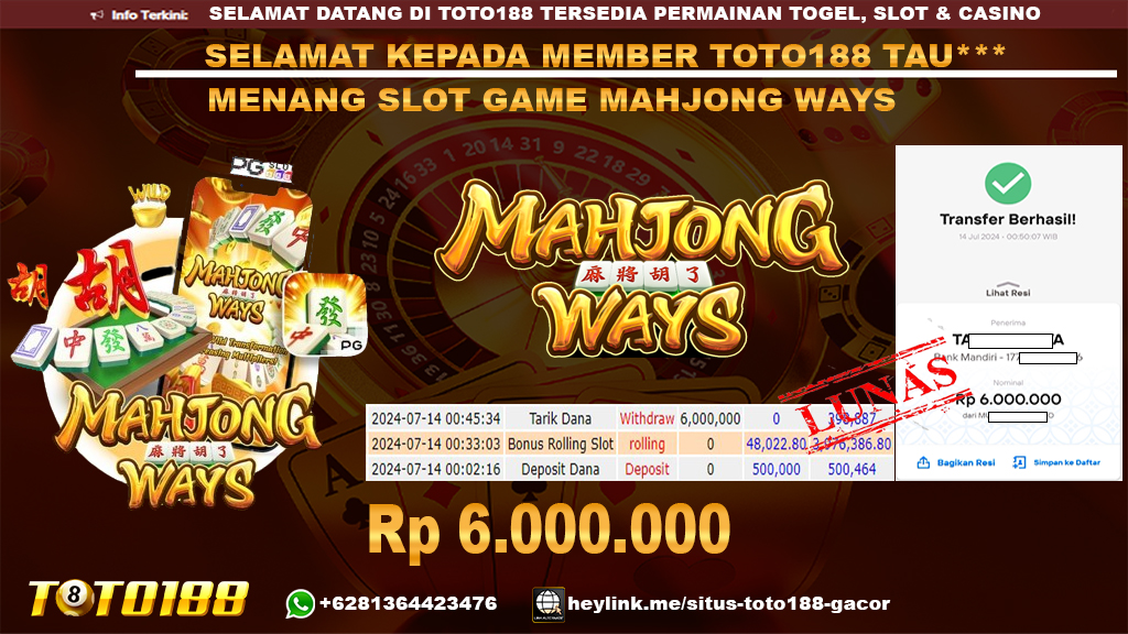 Bukti jp kemenangan slot game mahjong ways 14 july 2024