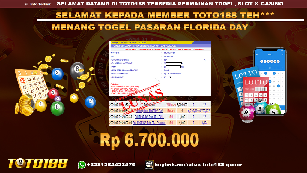 Bukti jp kemenangan togel pasaran florida 10 july 2024