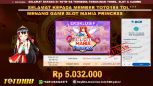 Bukti jp kemenangan game slot mania princess 01 july 2024