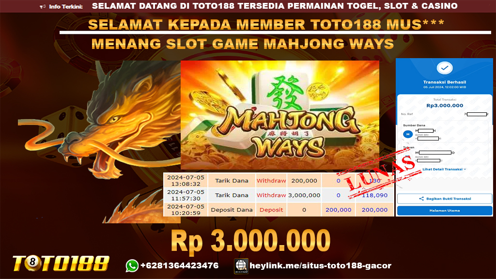 Bukti jp kemenangan slot game mahjong ways 05 july 2024