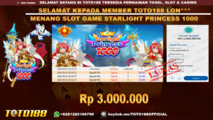 Bukti JP Kemenangan SLOT GAME STARLIGHT PRINCESS 1000 01 sept 24