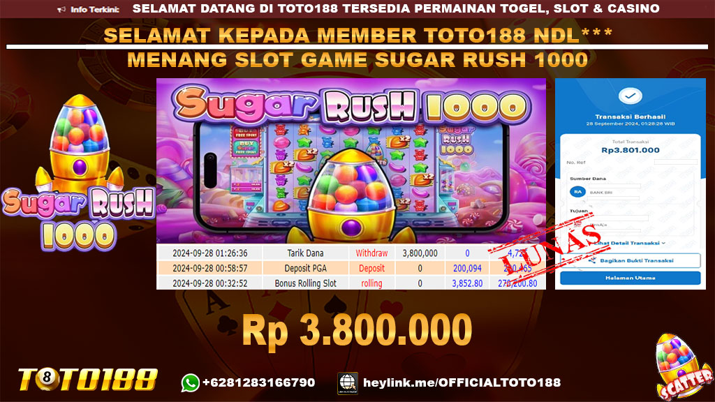 Bukti JP Kemenangan SLOT GAME SUGAR RUSH 1000 28 SEP 24