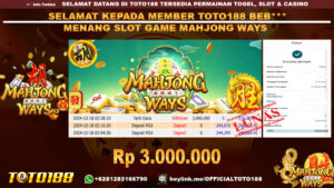 Bukti JP Kemenangan SLOT GAME MAHJONG WAYS 18 DES 24