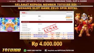 Bukti JP Kemenangan SLOT GAME ZEUS SPIN ROYAL 12 DES 24