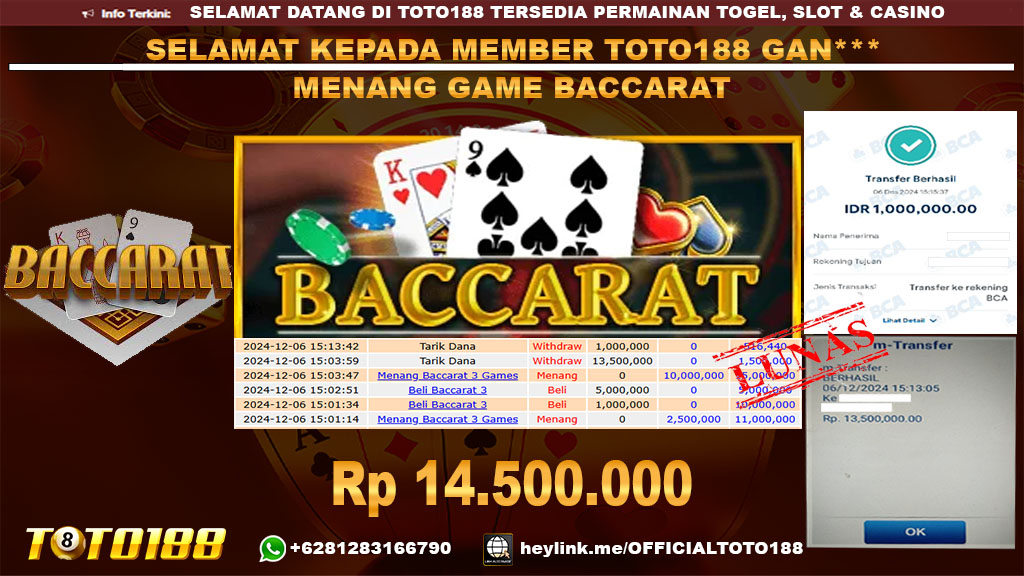 Bukti JP Kemenangan GAME BACCARAT 06 DES 24
