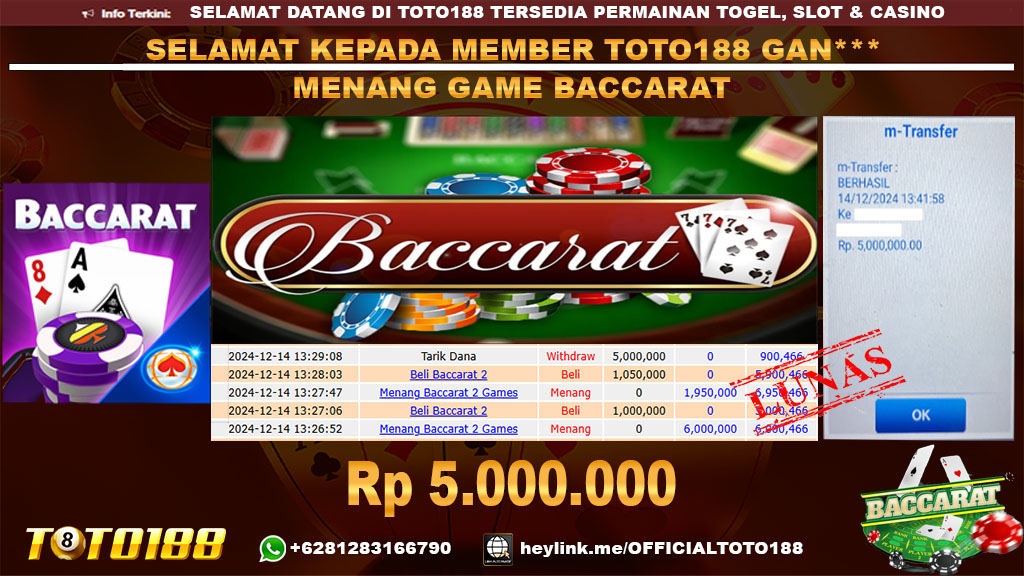 Bukti JP Kemenangan GAME BACCARAT 14 DES 24