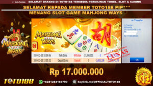 Bukti JP Kemenangan SLOT GAME MAHJONG WAYS 20 DES 24