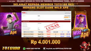 Bukti JP Kemenangan SLOT GAME WILD APE 13 DES 24